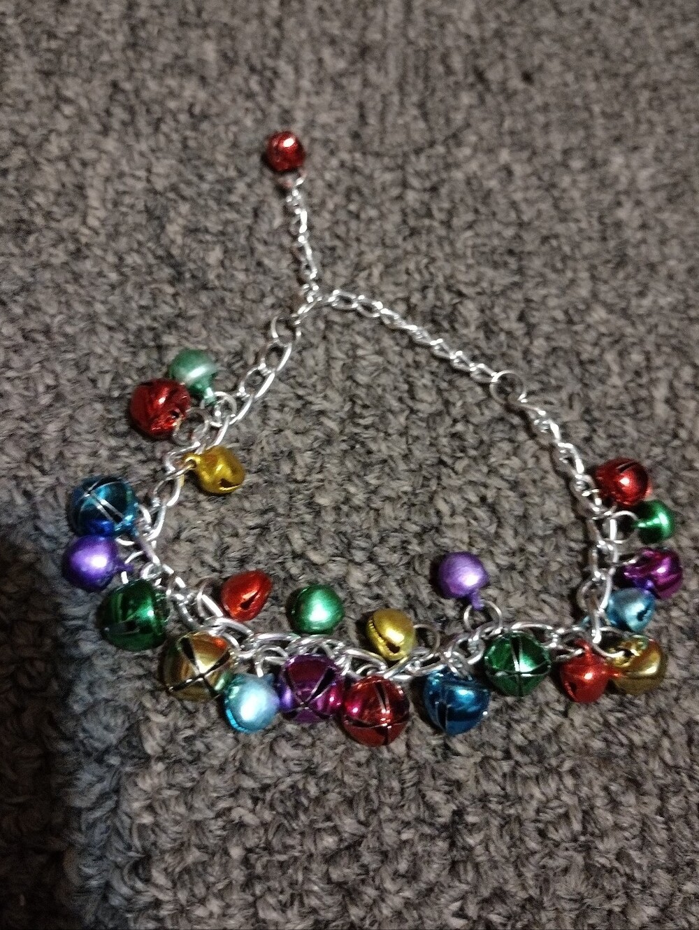 Multicolor Jingle Bell Charm Bracelet - Women Jewelry 8"
